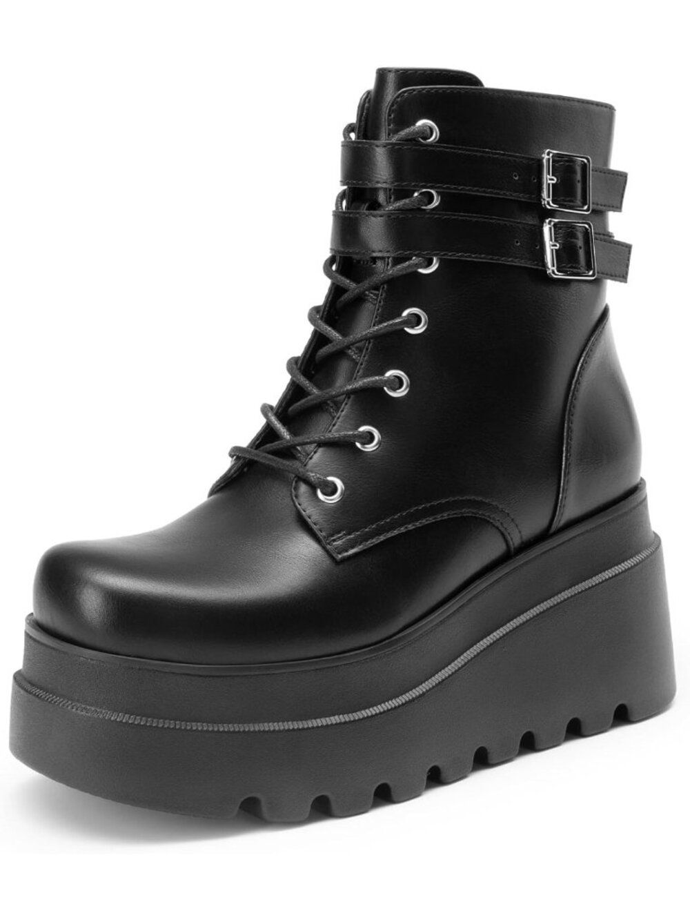 Stylish Women's Platform Lace-Up Combat Ankle Boots - Goth Chic Footwear